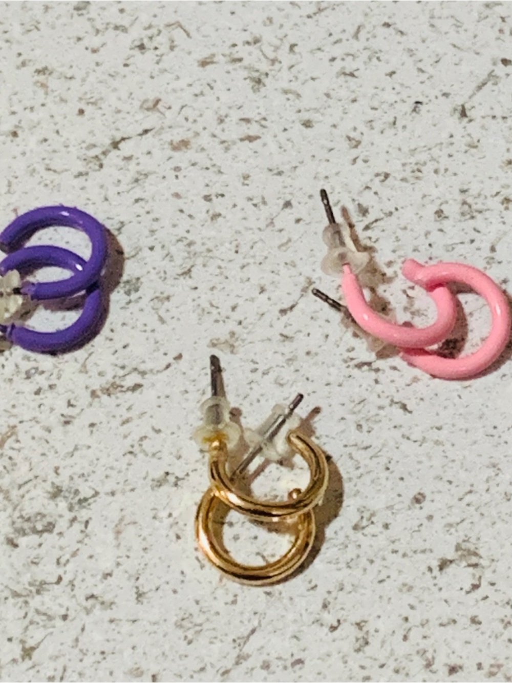 Three pairs Hoop Stud Earrings